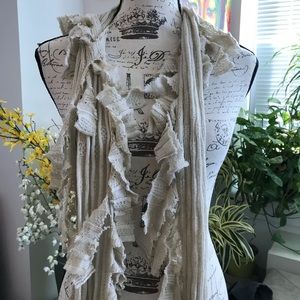 Accessories - beige cream knit frayed distressed scarf Accessories - beige cream knit frayed distressed scarf